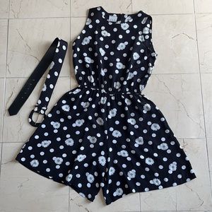 Vintage Floral Polka Dot Romper